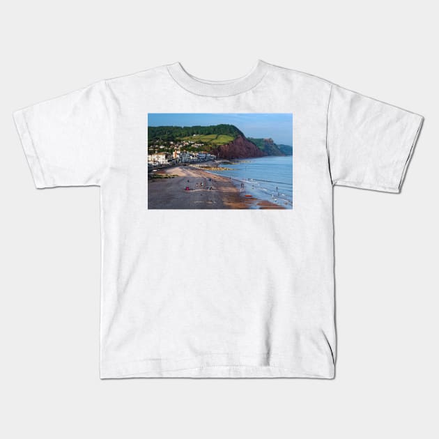 Sidmouth Seafront and Beach Kids T-Shirt by galpinimages